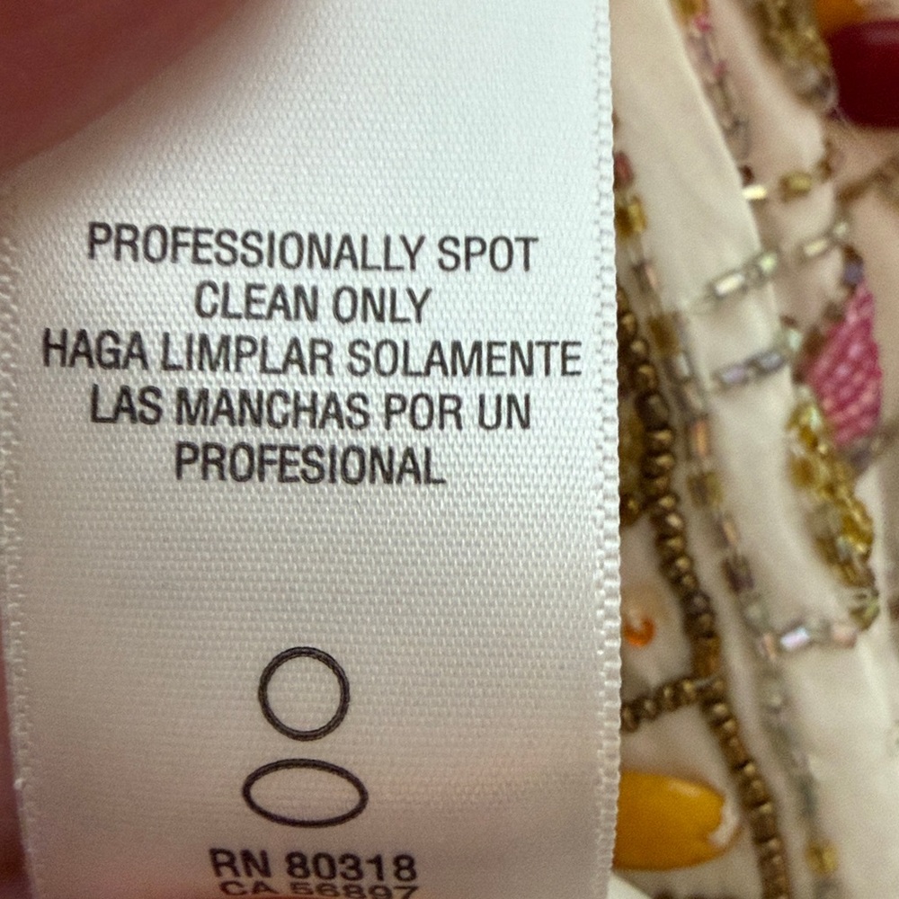 NWOT Lucky Brand Legend Emma Beaded Silk Jacket White Pink Orange Size XS / S - Picture 8 of 8